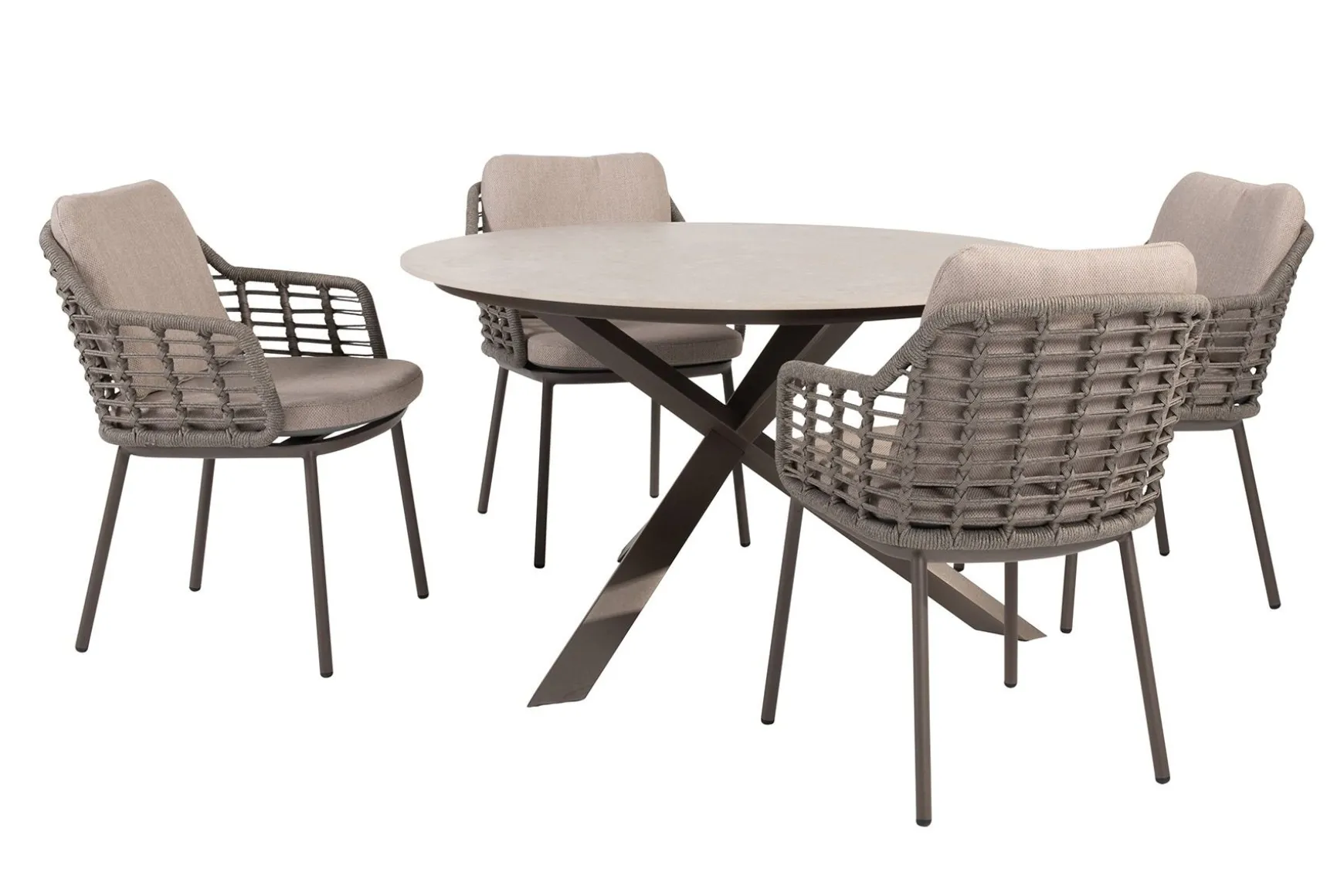 Taste Puglia/Prado 4-persoons ronde dining tuinset Ø130 cm. - Terre