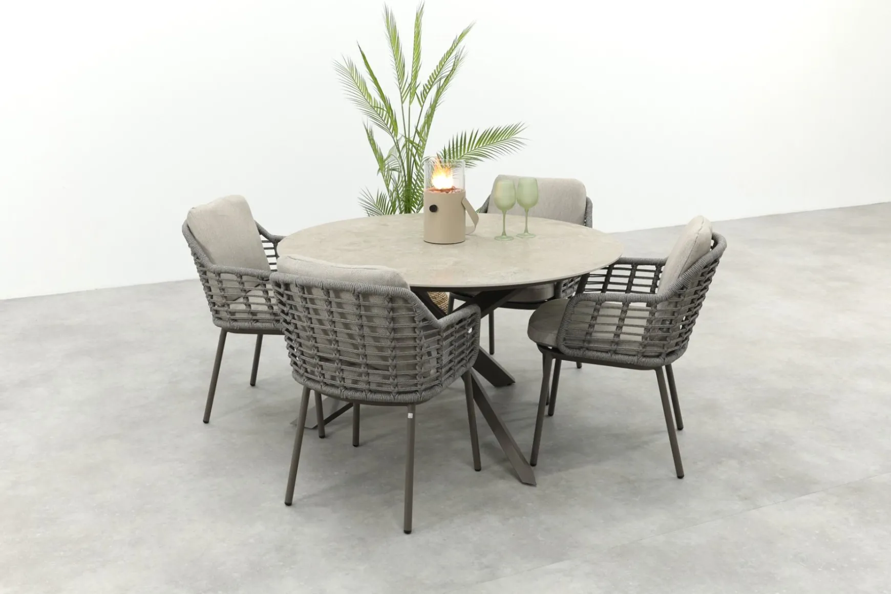 Taste Puglia/Prado 4-persoons ronde dining tuinset Ø130 cm. - Terre