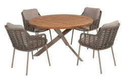 Taste Puglia/Prado 4-persoons ronde dining tuinset Ø130 cm. - Teak/Latte