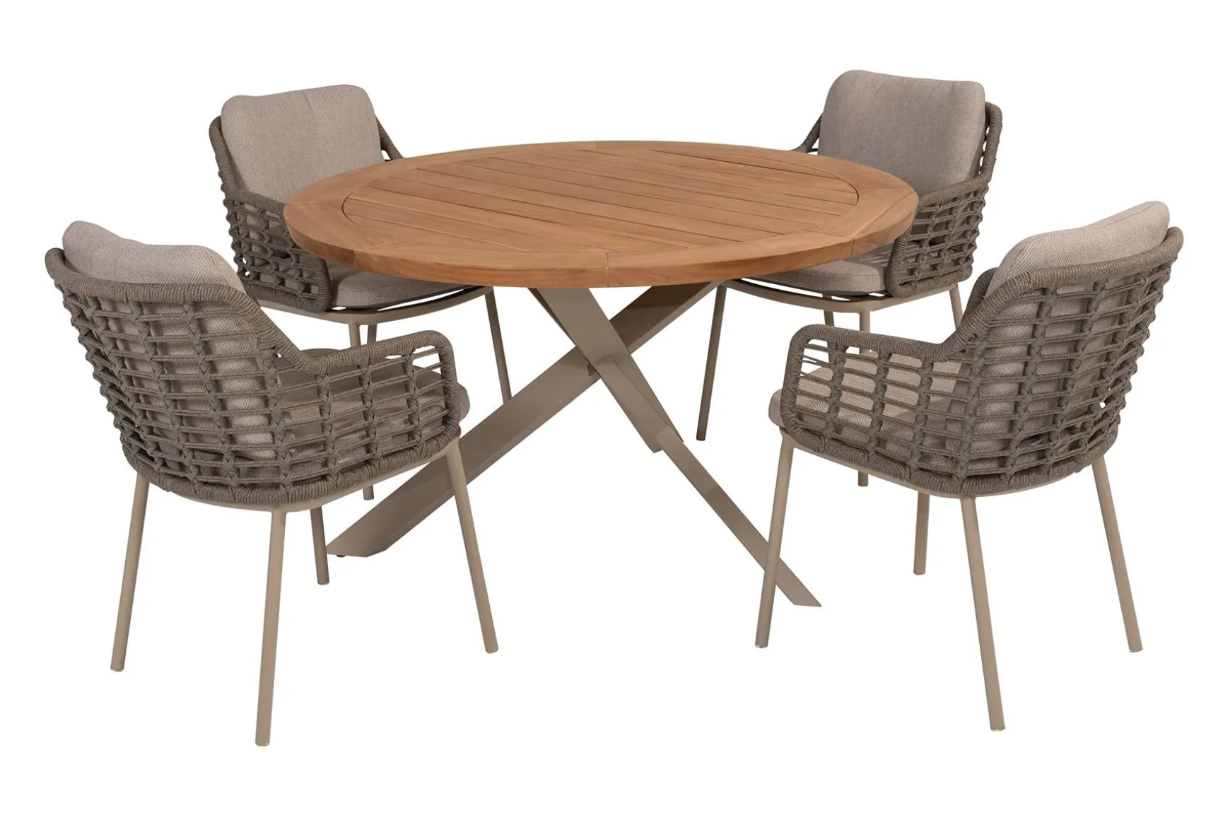 Taste Puglia/Prado 4-persoons ronde dining tuinset Ø130 cm. - Teak/Latte