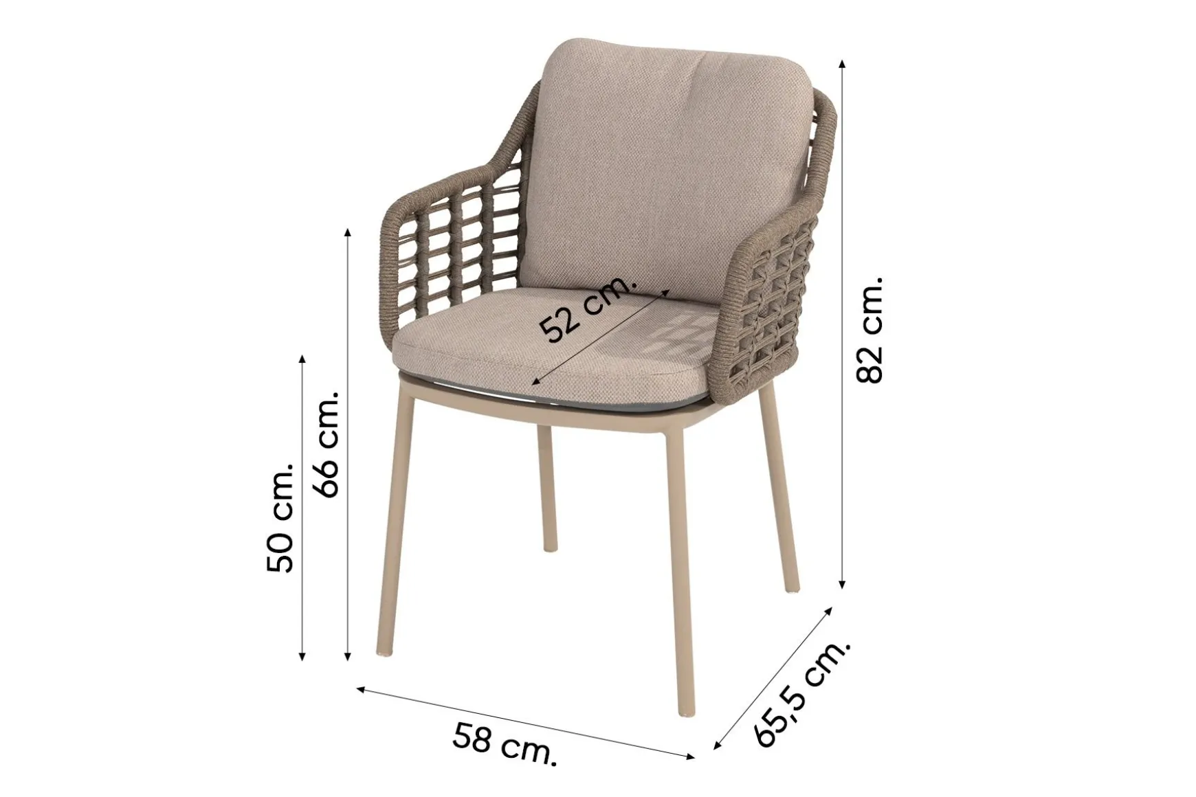 Taste Puglia/Prado 4-persoons ronde dining tuinset Ø130 cm. - Teak/Latte