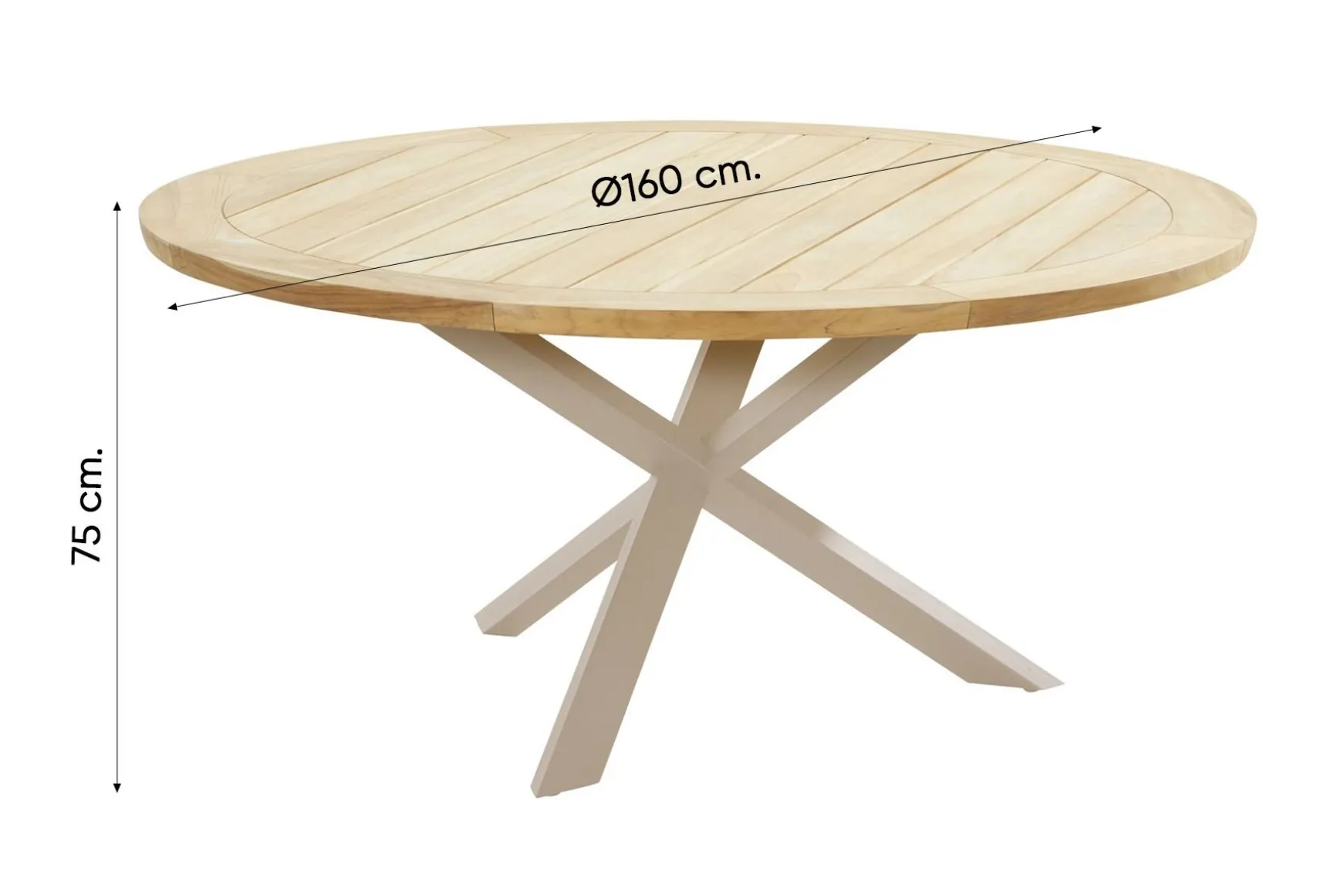 Taste Puglia/Prado 6-persoons ronde dining tuinset Ø160 cm. - Teak/Latte