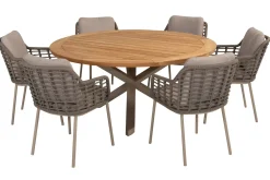 Taste Puglia/Prado 6-persoons ronde dining tuinset Ø160 cm. - Teak/Latte