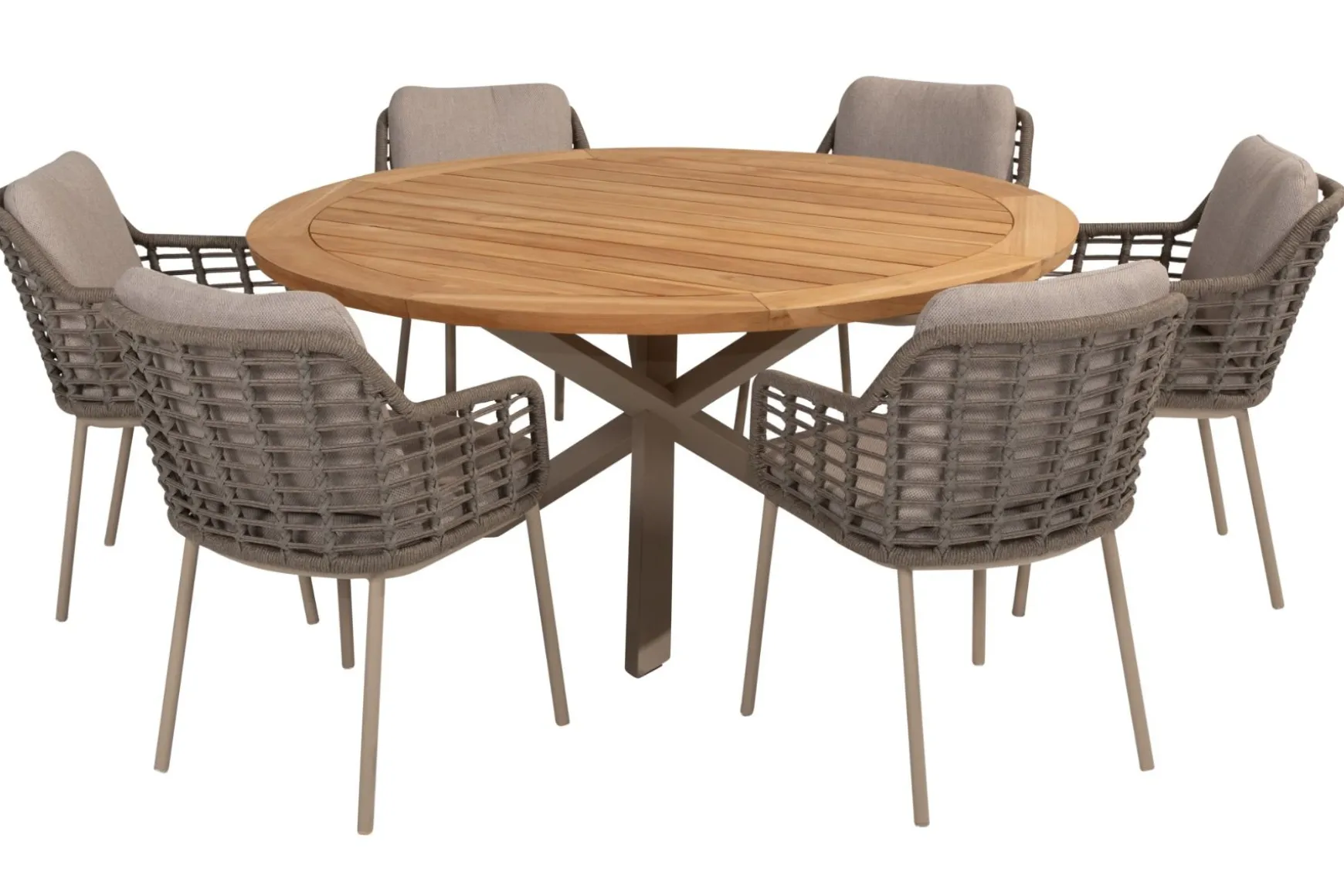 Taste Puglia/Prado 6-persoons ronde dining tuinset Ø160 cm. - Teak/Latte