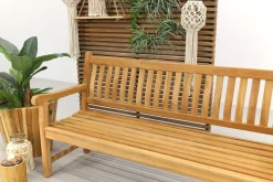 Teakhouten tuinbank Patrick - 180 cm. - Voorgevormde rugleuning