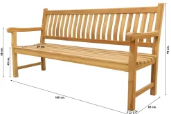 Teakhouten tuinbank Patrick - 180 cm. - Voorgevormde rugleuning