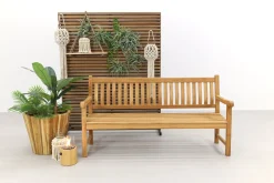 Teakhouten tuinbank Patrick - 180 cm. - Voorgevormde rugleuning
