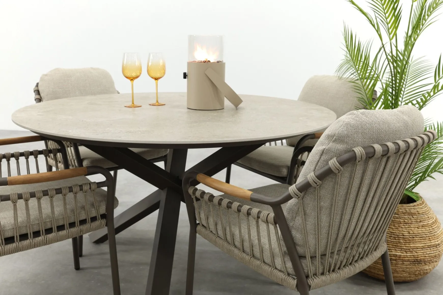 Tenerife/Prado 4-persoons ronde dining tuinset Ø130 cm. - Terre
