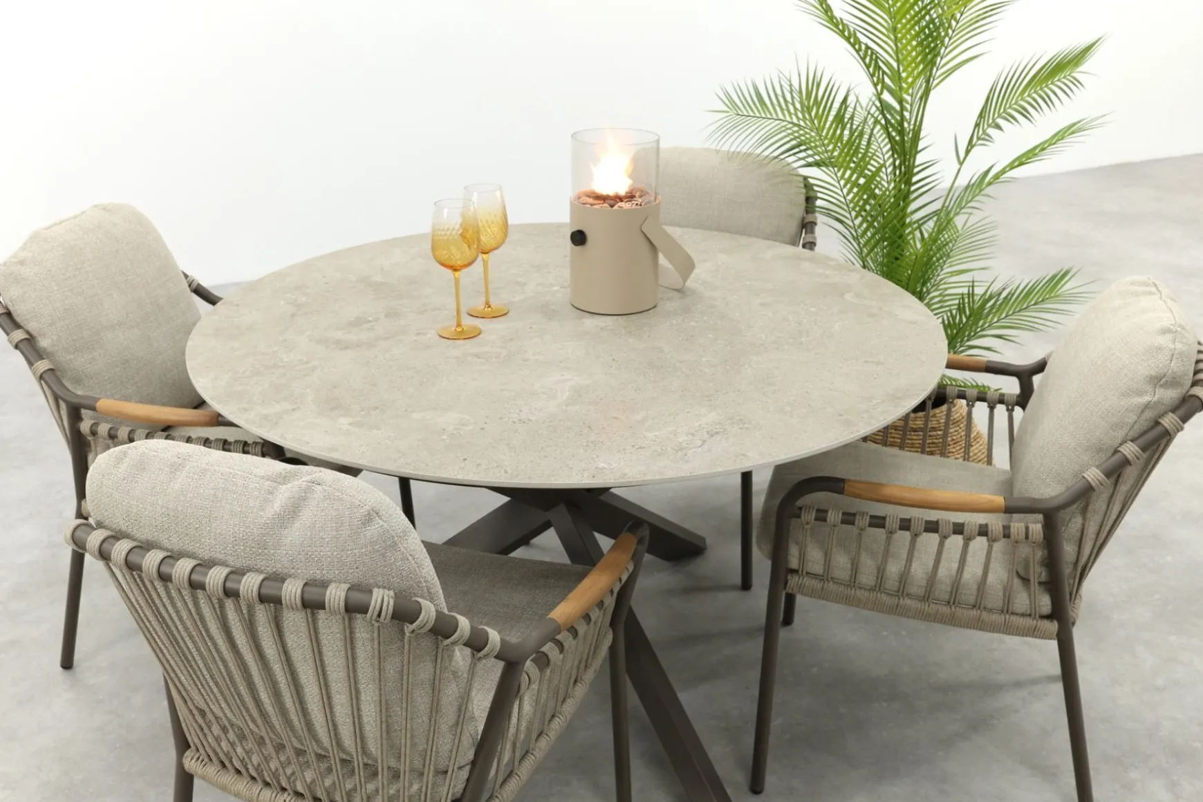 Tenerife/Prado 4-persoons ronde dining tuinset Ø130 cm. - Terre