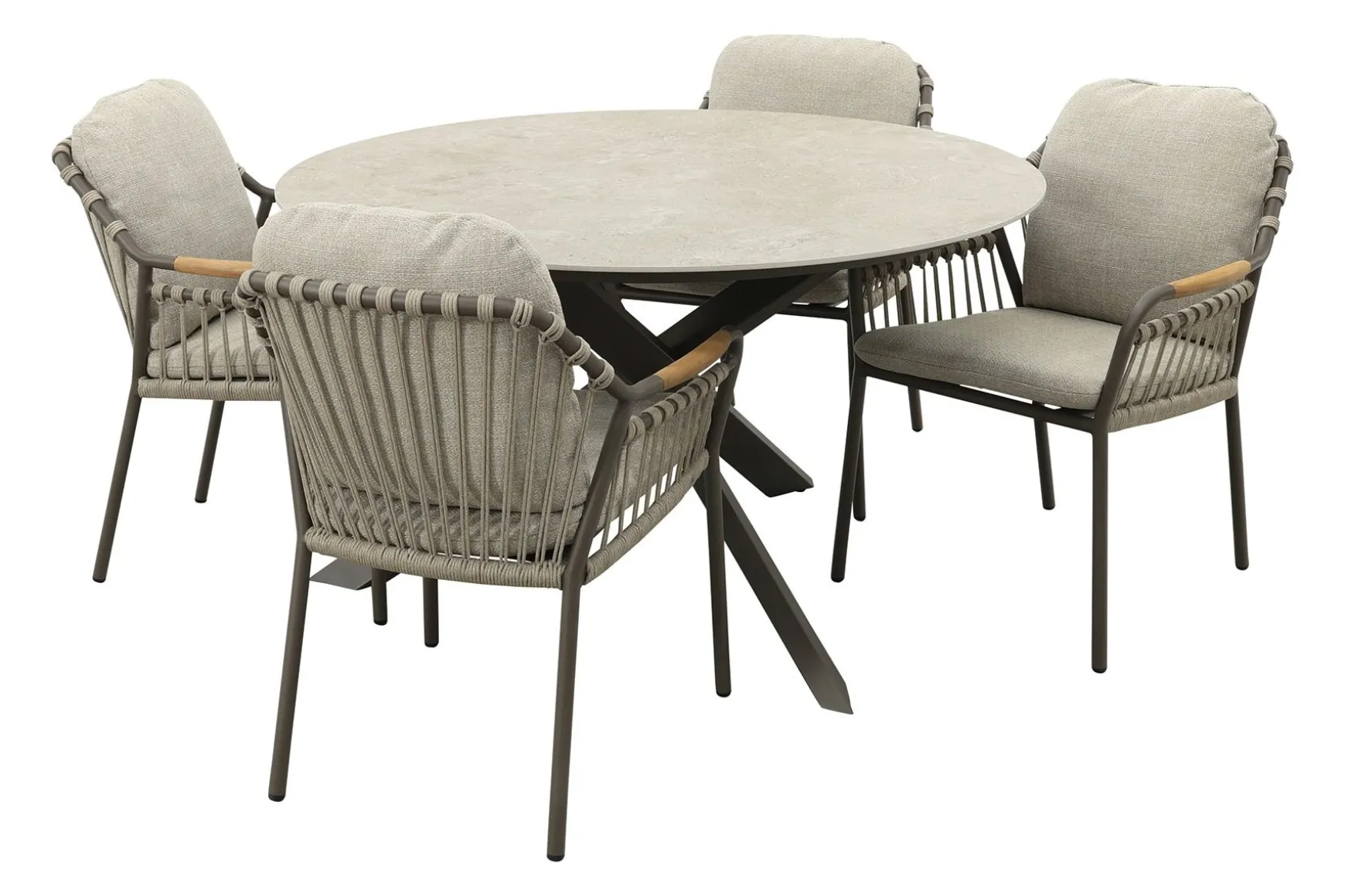 Tenerife/Prado 4-persoons ronde dining tuinset Ø130 cm. - Terre