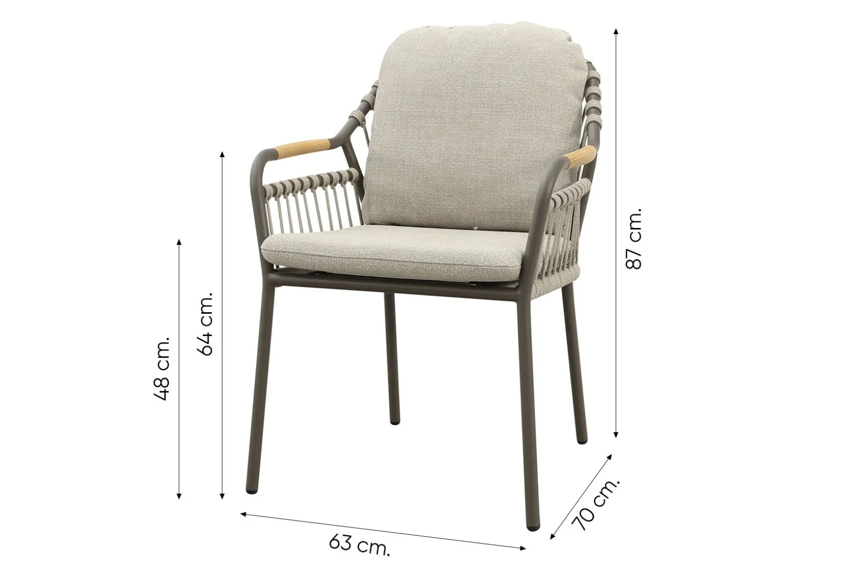 Tenerife/Prado 4-persoons ronde dining tuinset Ø130 cm. - Terre