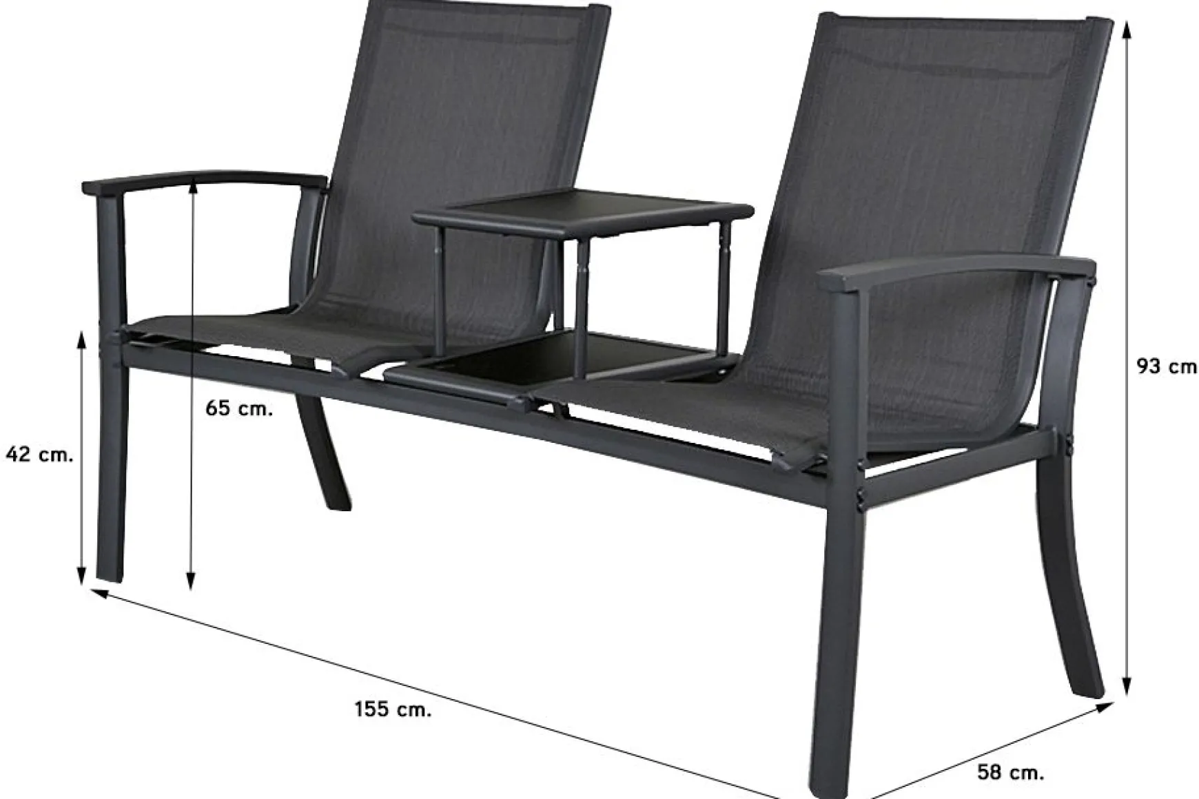 Tete-a-Tete aluminium tuinbank Felix - Antraciet