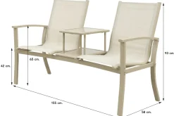 Tete-a-Tete aluminium tuinbank Felix - Latte/Beige