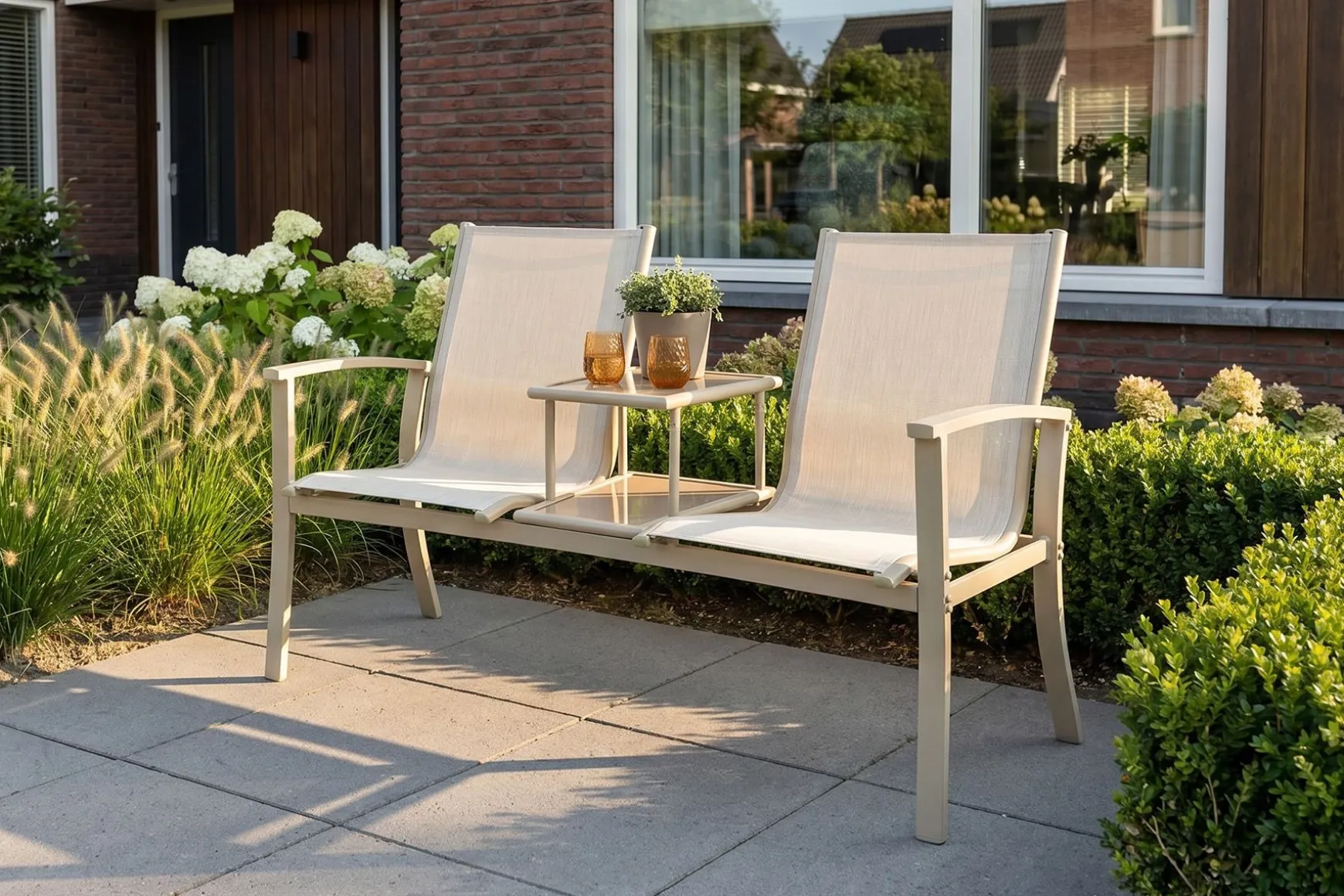 Tete-a-Tete aluminium tuinbank Felix - Latte/Beige
