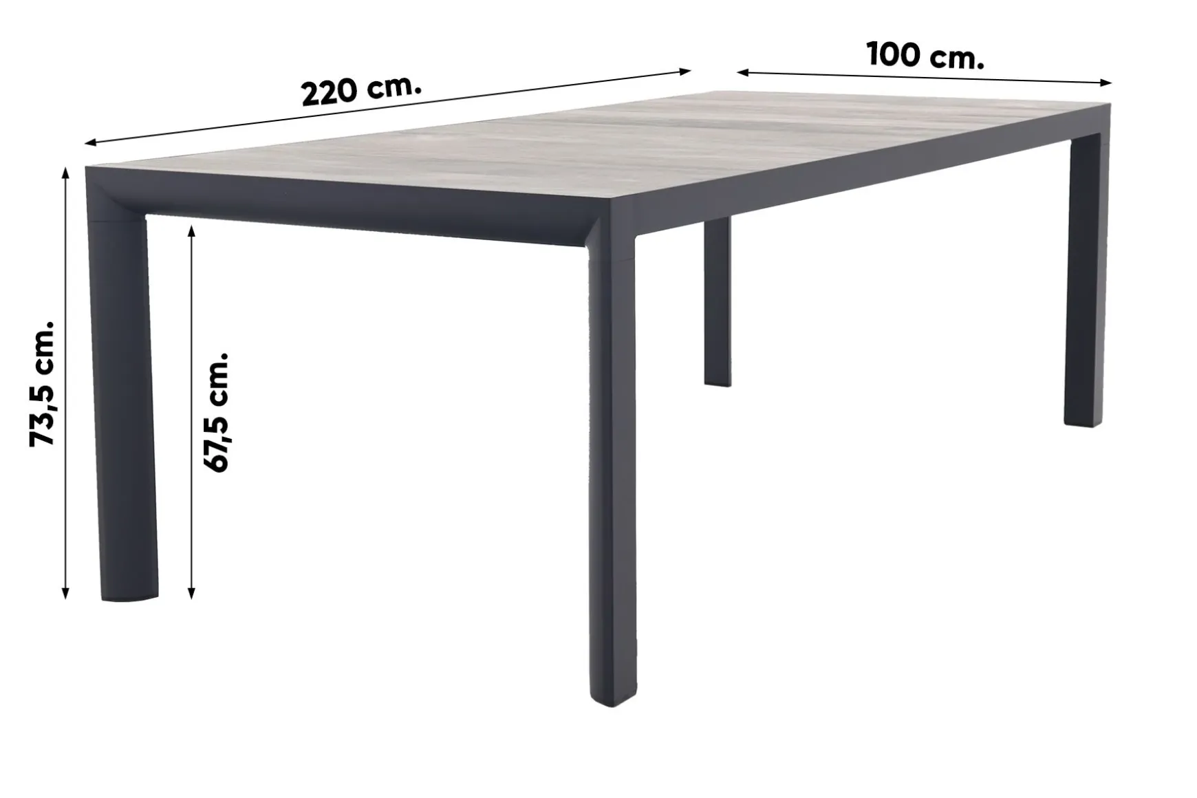 Timber/Kings verstelbare tuinset antraciet - 220x100 cm.