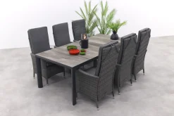 Timber/Kings verstelbare tuinset antraciet - 220x100 cm.