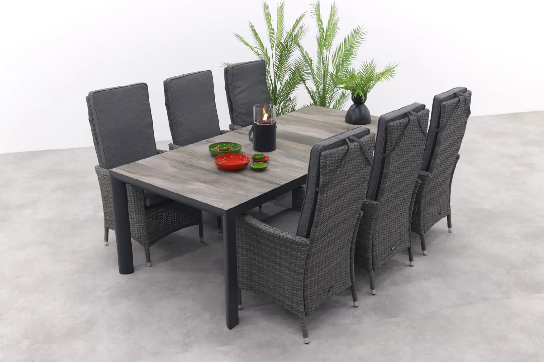 Timber/Kings verstelbare tuinset antraciet - 220x100 cm.