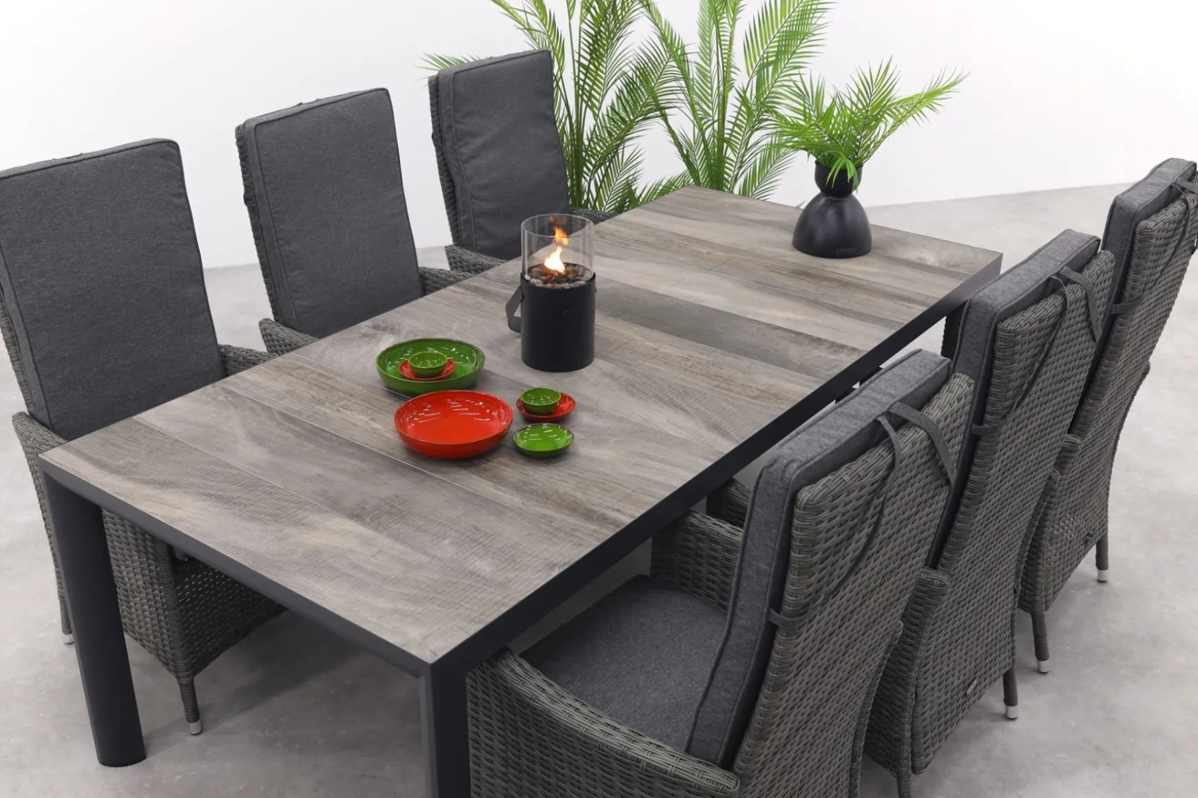 Timber/Kings verstelbare tuinset antraciet - 220x100 cm.