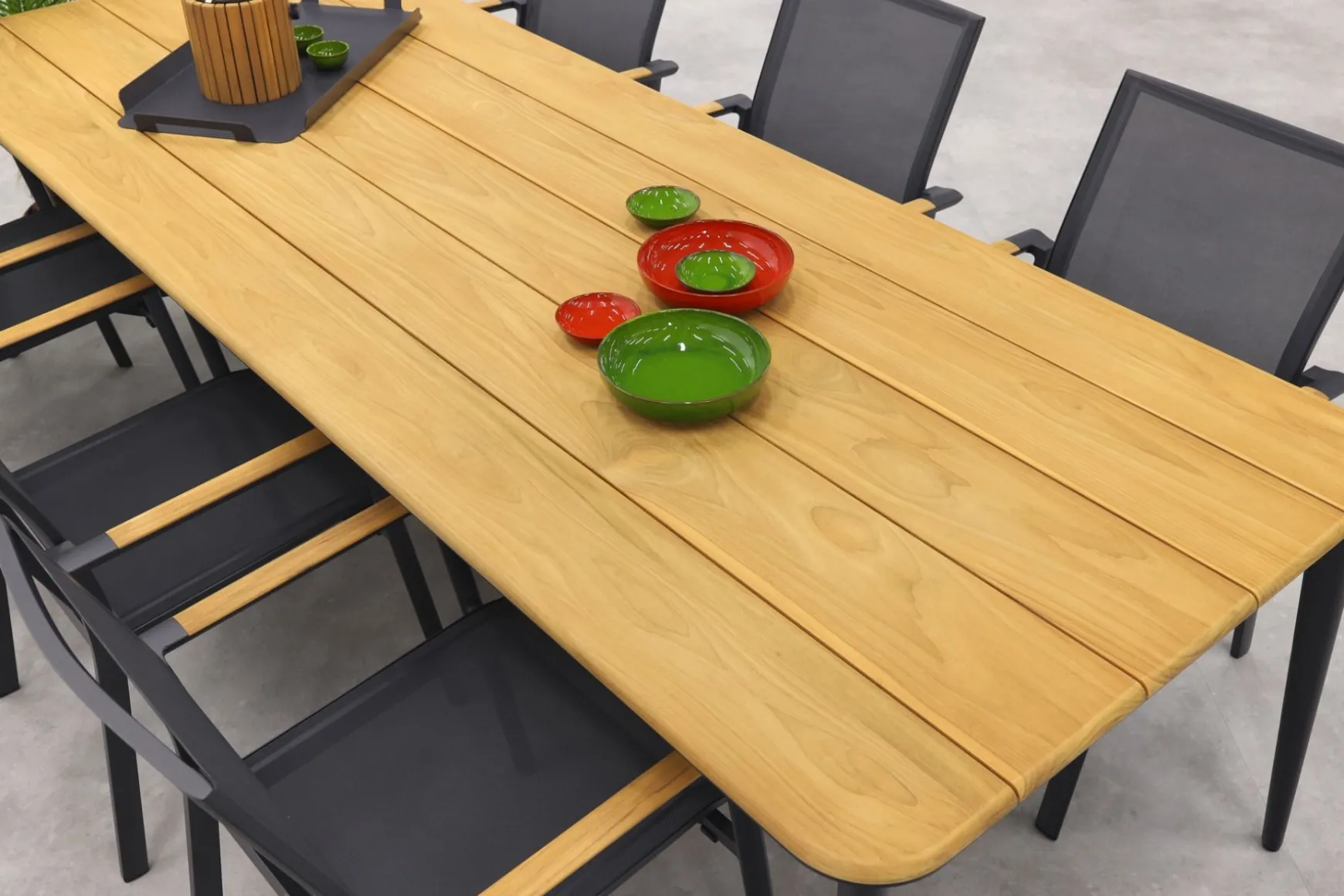 Utah/Alaska tuinset - teak/aluminium - antraciet -270x100 cm.