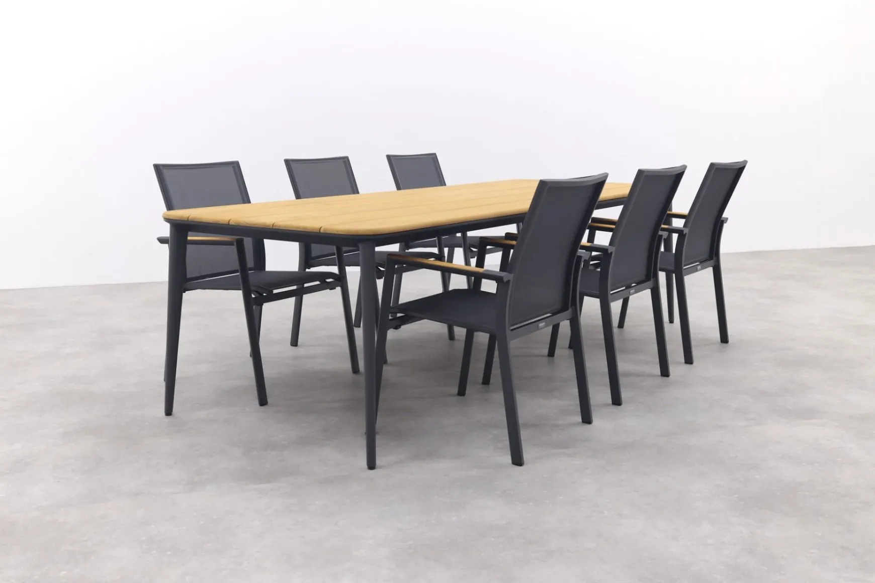 Utah/Alaska tuinset - teak/aluminium - antraciet -270x100 cm.