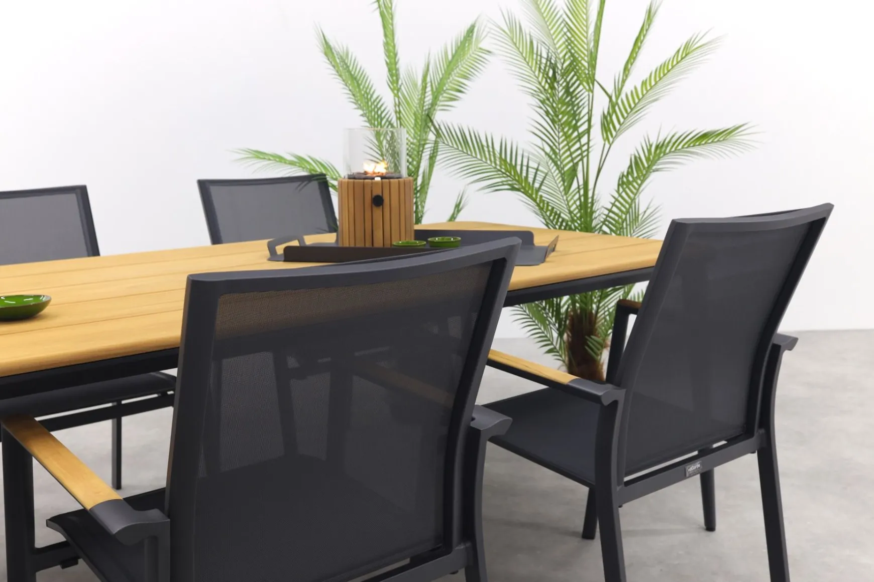 Utah/Alaska tuinset - teak/aluminium - antraciet -270x100 cm.