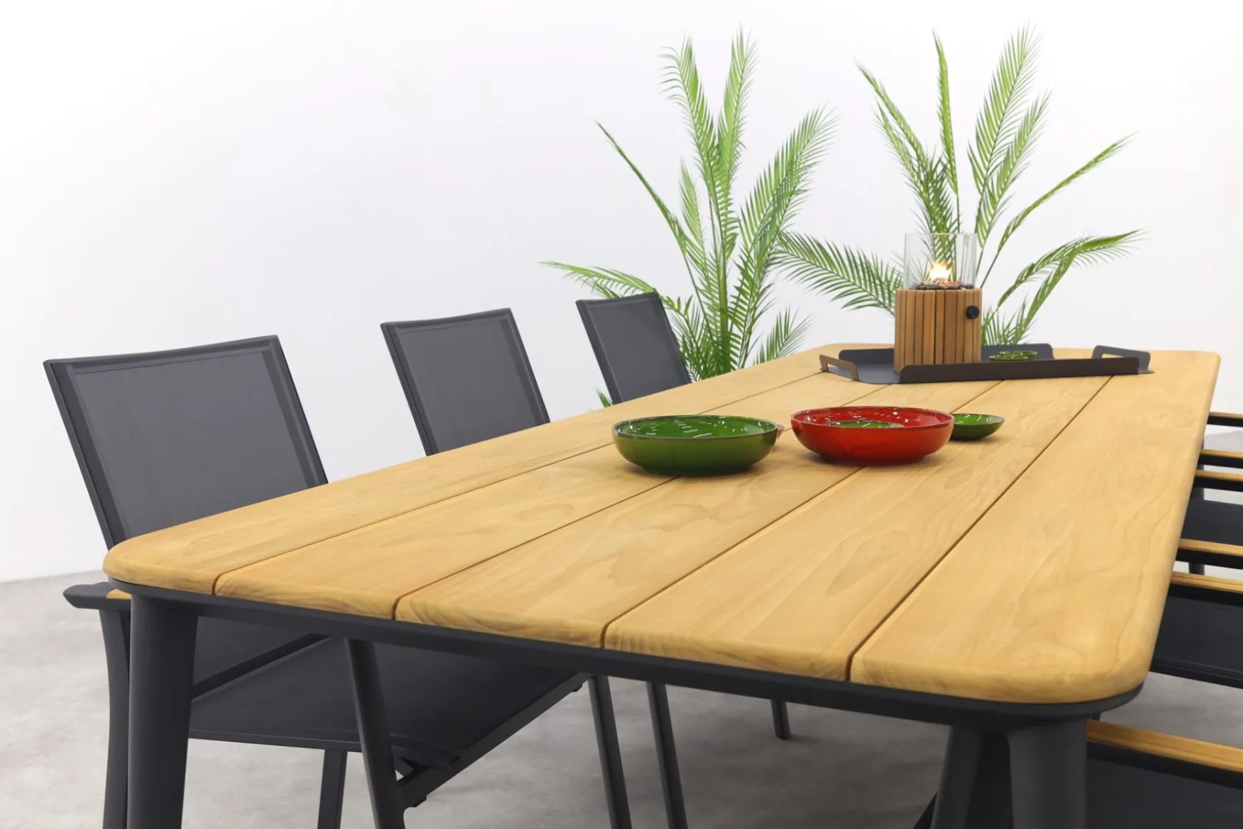 Utah/Alaska tuinset - teak/aluminium - antraciet -270x100 cm.
