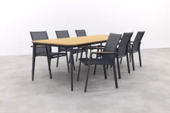 Utah/Alaska tuinset - teak/aluminium - antraciet -270x100 cm.