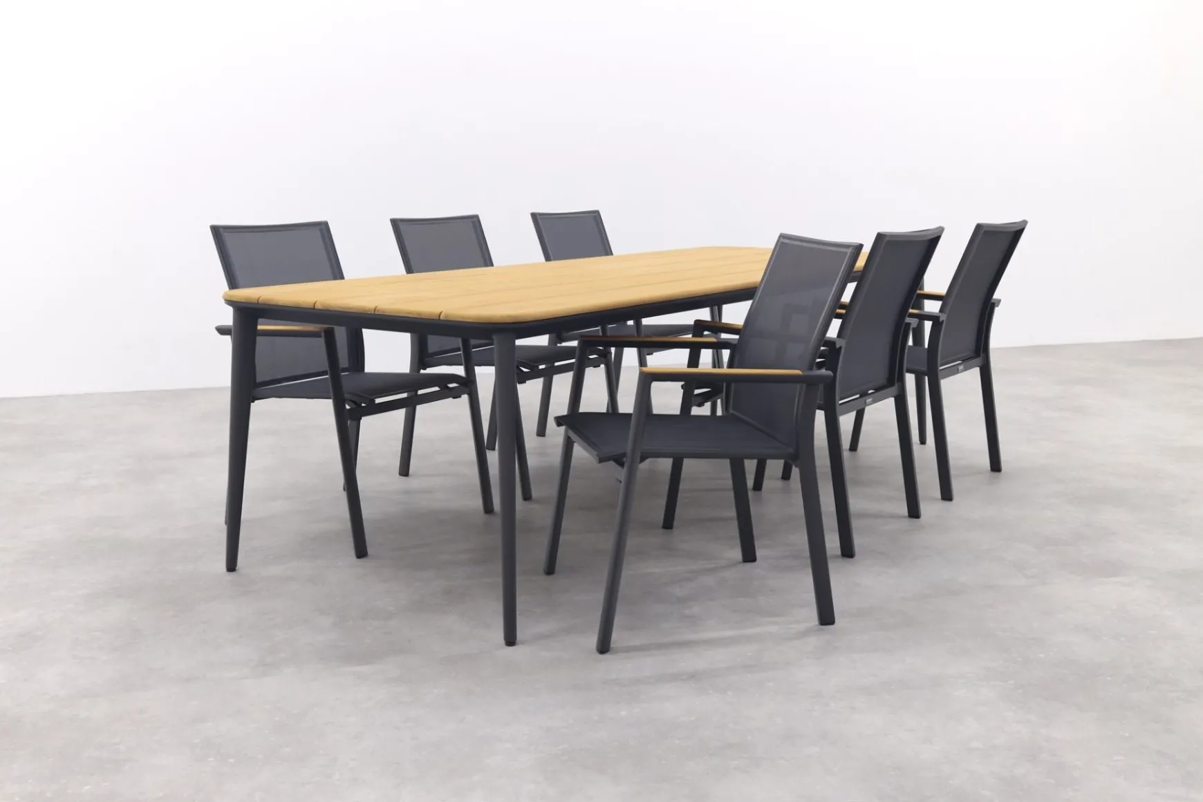 Utah/Alaska tuinset - teak/aluminium - antraciet -270x100 cm.