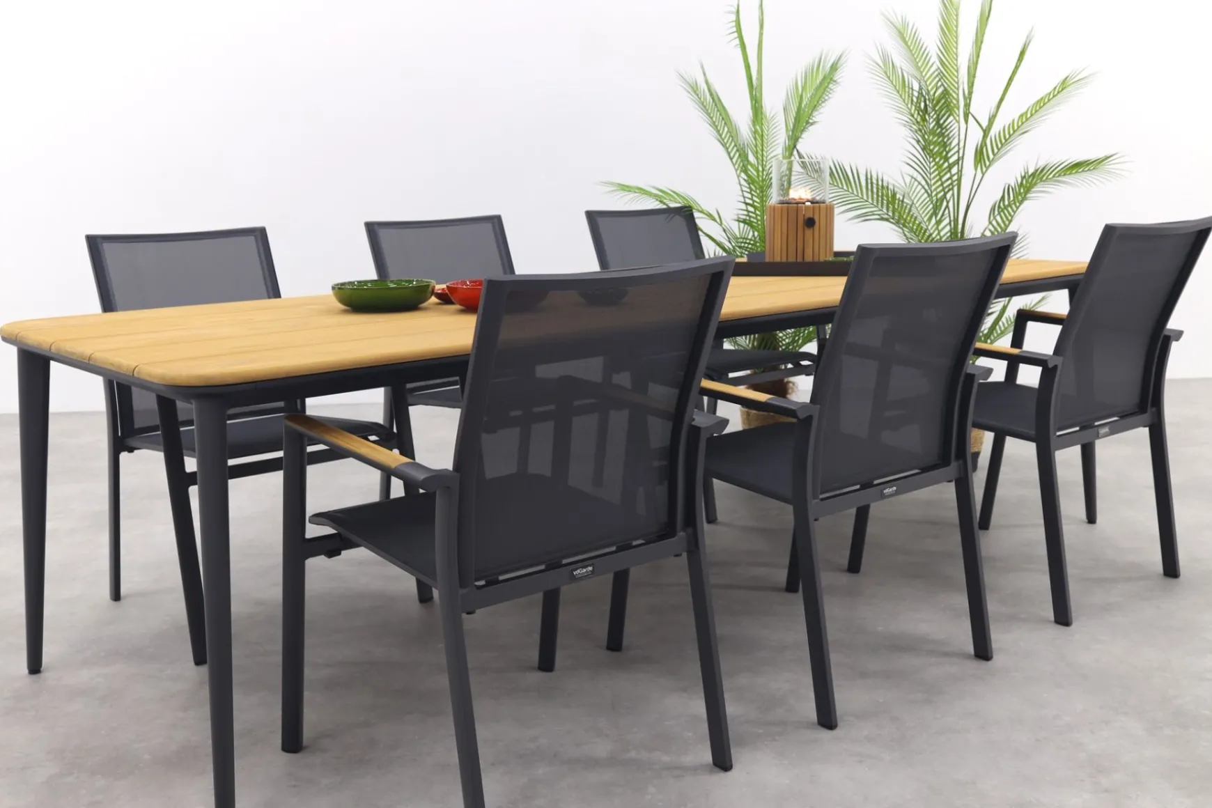 Utah/Alaska tuinset - teak/aluminium - antraciet -270x100 cm.