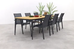 Utah/Alaska tuinset - teak/aluminium - antraciet -270x100 cm.