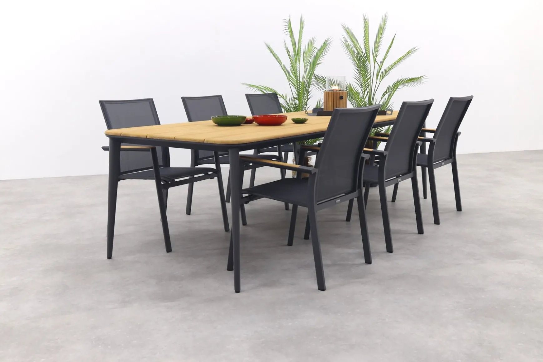 Utah/Alaska tuinset - teak/aluminium - antraciet -270x100 cm.