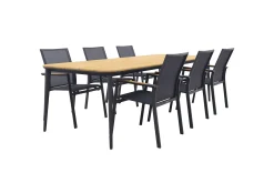 Utah/Alaska tuinset - teak/aluminium - antraciet -270x100 cm.