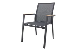 Utah stapelbare tuinstoel - Antraciet - Teak armleuning