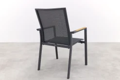 Utah stapelbare tuinstoel - Antraciet - Teak armleuning