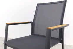 Utah stapelbare tuinstoel - Antraciet - Teak armleuning