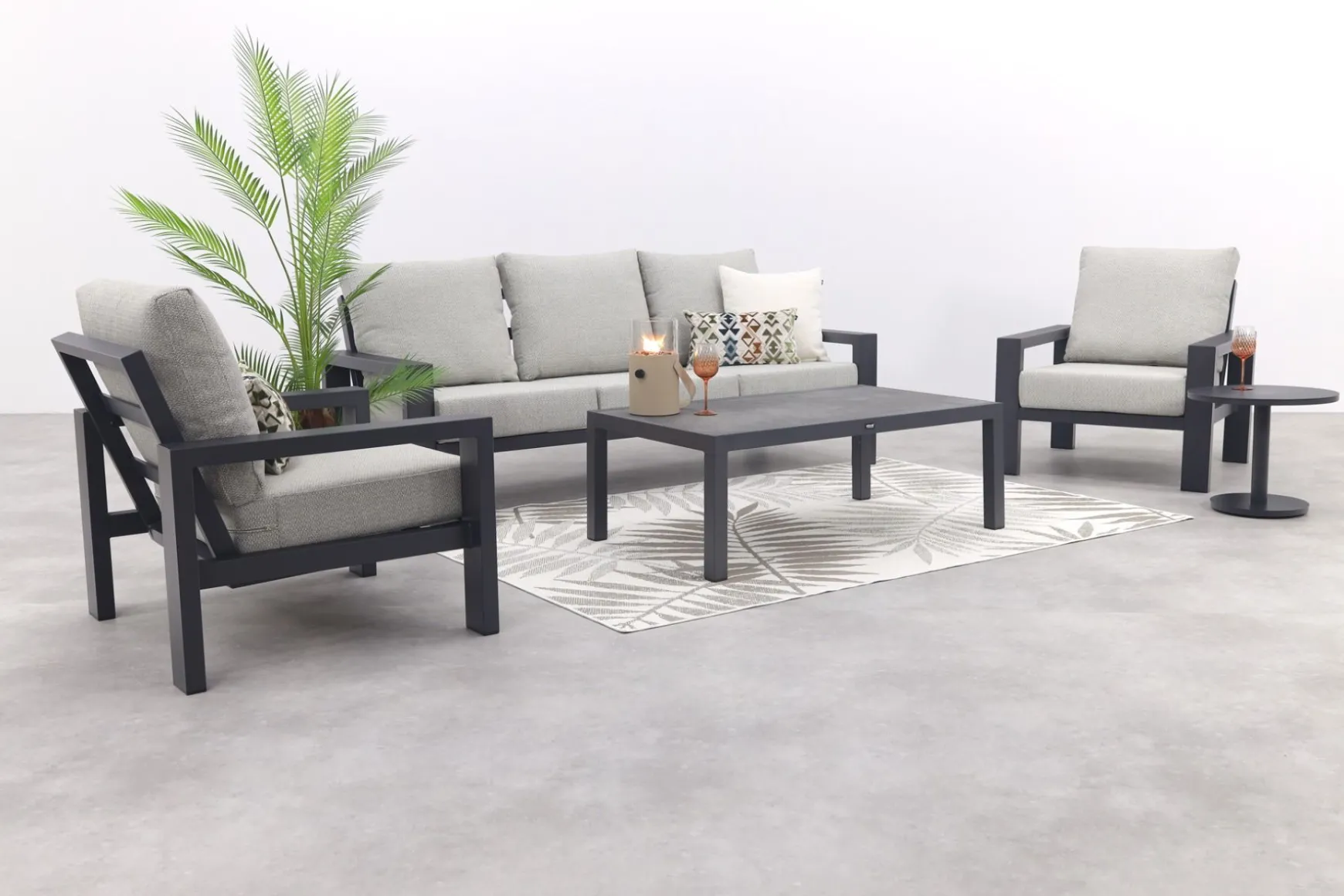 Verano/Atlanta stoel-bank loungeset (4-delig) - Royal Grey/Antraciet