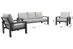 Verano/Atlanta stoel-bank loungeset (4-delig) - Royal Grey/Antraciet