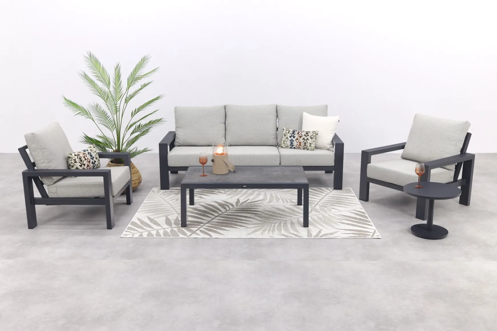 Verano/Atlanta stoel-bank loungeset (4-delig) - Royal Grey/Antraciet