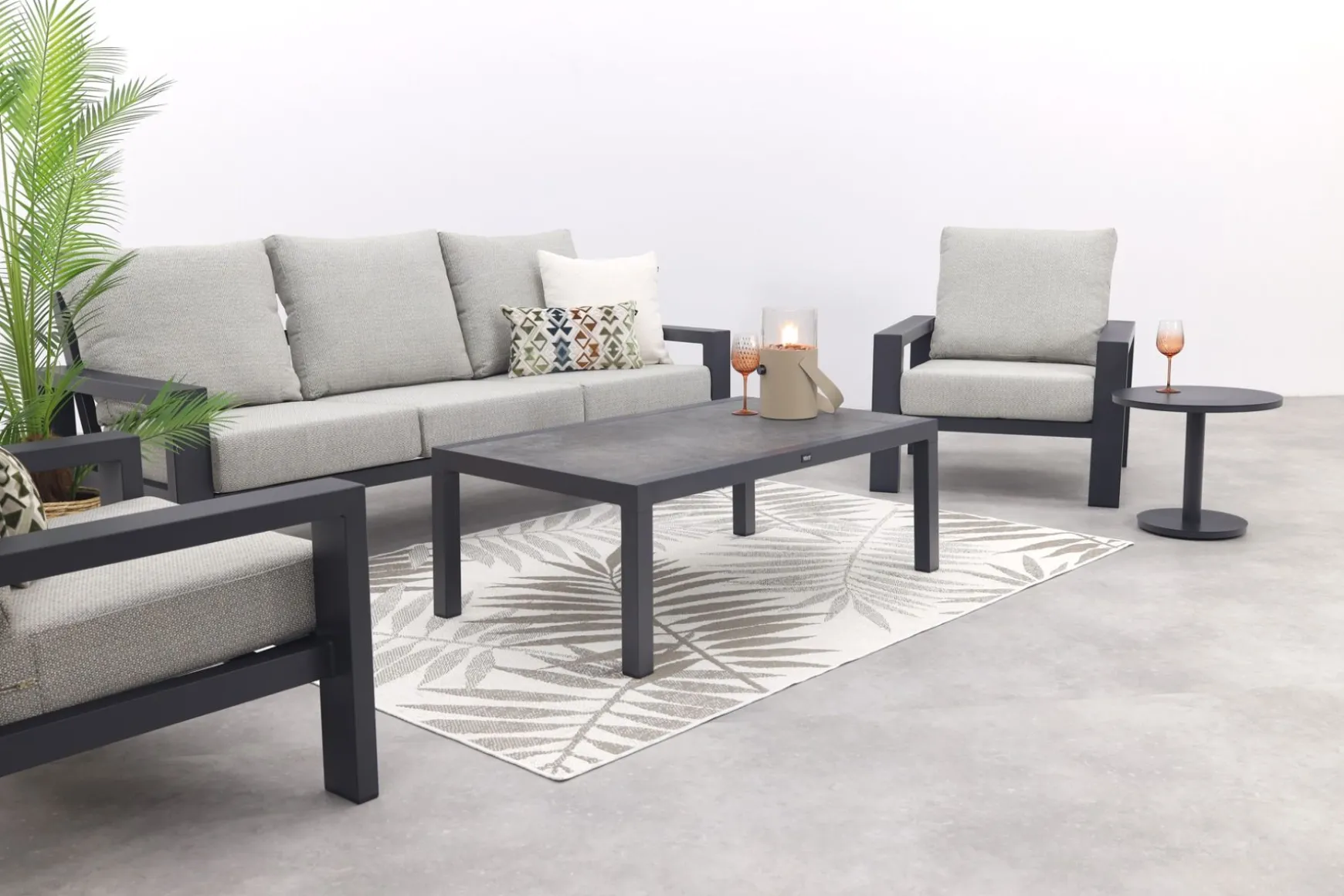 Verano/Atlanta stoel-bank loungeset (4-delig) - Royal Grey/Antraciet