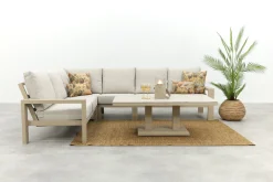 Verano/Brooklyn hoekbank loungeset met verstelbare tafel - Latte