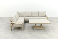 Verano/Brooklyn hoekbank loungeset met verstelbare tafel - Latte