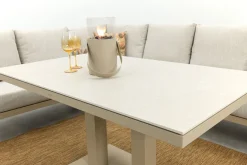 Verano/Brooklyn hoekbank loungeset met verstelbare tafel - Latte