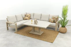 Verano/Brooklyn hoekbank loungeset met verstelbare tafel - Latte