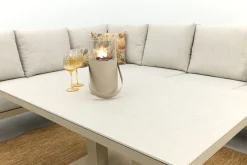 Verano/Brooklyn hoekbank loungeset met verstelbare tafel - Latte