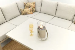 Verano/Brooklyn hoekbank loungeset met verstelbare tafel - Latte