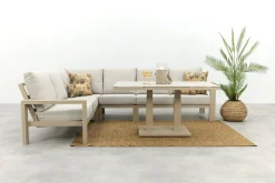 Verano/Brooklyn hoekbank loungeset met verstelbare tafel - Latte
