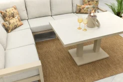Verano/Brooklyn hoekbank loungeset met verstelbare tafel - Latte