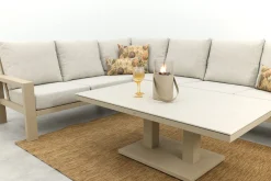 Verano/Brooklyn hoekbank loungeset met verstelbare tafel - Latte