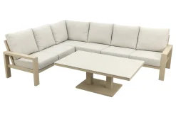 Verano/Brooklyn hoekbank loungeset met verstelbare tafel - Latte