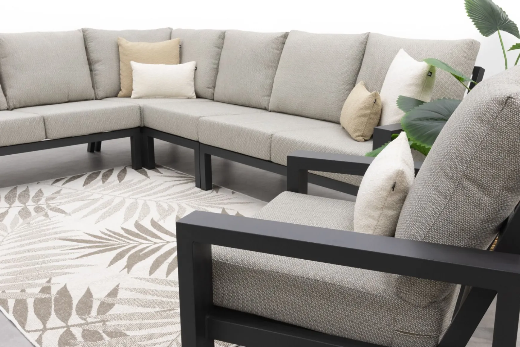 Verano/Jersey lounge- diningset + loungestoel - Antraciet